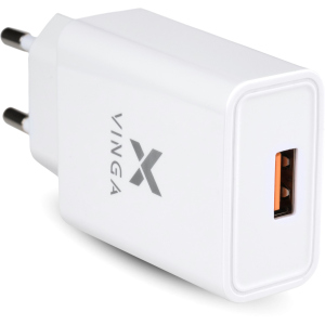 Зарядний пристрій Vinga QC3.0 Quick Wall Charger 1xUSB 18W Max краща модель в Рівному