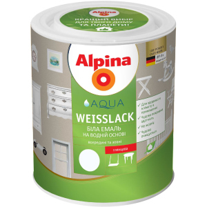 Емаль Alpina Aqua Weisslack Sm Шовковисто-матова 0.75 л Біла (910900)