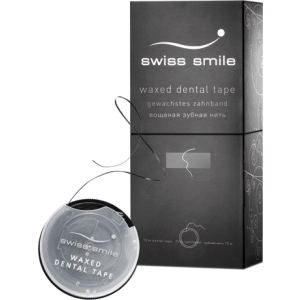 Зубна стрічка вощена зі смаком м'яти Swiss Smile Basel Базель колір чорний 70 м (900-990) 7640131979924 краща модель в Рівному