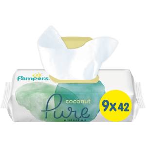 Детские влажные салфетки Pampers Pure Coconut 378 шт (8001841709017) лучшая модель в Ровно