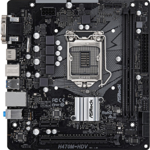 Материнська плата ASRock H470M-HDV (s1200, Intel H470, PCI-Ex16) в Рівному