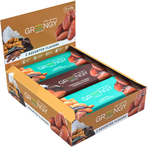 Упаковка батончиків Greengy Асорті шоколадне 40 г х 12 шт (4820221320635) в Рівному