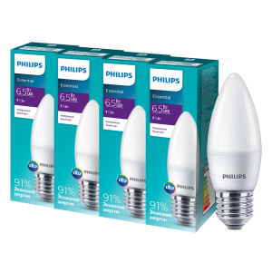 Светодиодная лампа Philips ESSLEDCandle 6.5 E27 840 B35NDFR RCA (929001887207R) 4 шт ТОП в Ровно