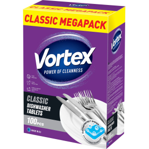 Таблетки для посудомийних машин Vortex Classic 100 шт (55600020) краща модель в Рівному