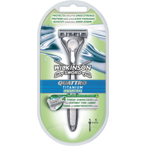 Бритва для бритья Wilkinson Sword Quattro Titanium Sensitive 2 картриджа (4027800536269) лучшая модель в Ровно