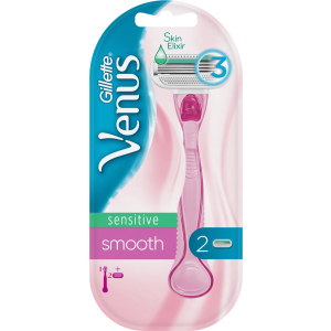 Верстат для гоління жіночий (Бритва) Venus Smooth Sensitive з 2 змінними картриджами (7702018575350) краща модель в Рівному