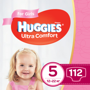 Підгузки Huggies Ultra Comfort 5 Mega для дівчаток 112 шт (56x2) (5029054218129)