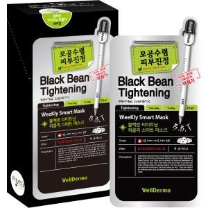 Тканевая маска для лица Wellderma Сужение пор Black Bean Tightening Weekly Smart Mask 10 шт x 25 мл (8809387192092) лучшая модель в Ровно