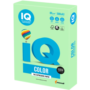 Папір офісний IQ Color MG28 A3 80 г/м2 500 листів Зелений (9003974402727) краща модель в Рівному