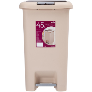 Відро для сміття MVM з кришкою та педаллю BIN-01 45л Бежеве (BIN-01 45L BEIGE)