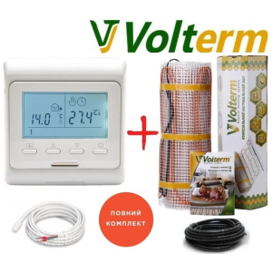 Кабельний мат Volterm Hot Mat 1,3м²/210Вт/ 180Вт/м² тепла підлога електрична під плитку з програмованим терморегулятором E51 ТОП в Рівному