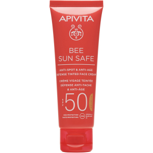 Сонцезахисний крем для обличчя Apivita Bee Sun Safe SPF50 З відтінком Проти пігментних плям для захисту від старіння 50 мл (5201279080198) рейтинг