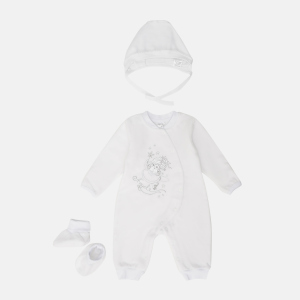 Людина тепла + чепчик + пінетки Garden Baby 29235-01 62 см Білі (4822923501206) ТОП в Рівному