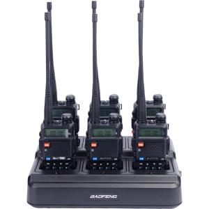 Рації Baofeng UV-5R Black SIX PACK + Зарядний комплект (BL-5X6 + 6 АКБ BL-5) (UV-5R_6_6WCBF888S_BL-5)