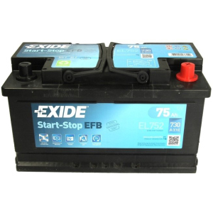 Автомобильный аккумулятор Exide Start-Stop EFB 75 А·ч Ев (-/+) Euro (730EN) (EL752)