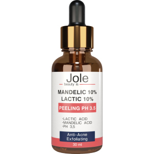 Пилинг для лица Jole Mandelic 10%+ Lactic 10% Peeling pH 3.5 с миндальной и молочной кислотами 30 мл (4820243881336) ТОП в Ровно