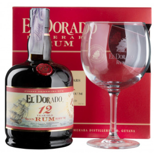 Ром El Dorado 12 YO 0.7 л 40% з одним келихом у подарунковій упаковці (8715151128597) краща модель в Рівному