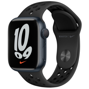 Смарт-годинник Apple Watch Series 7 Nike GPS 41mm Midnight Aluminium Case with Anthracite/Black Nike Sport Band (MKN43UL/A) ТОП в Рівному