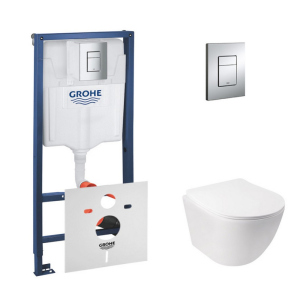 Набор инсталляция 4 в 1 Grohe Rapid SL 38772001 + унитаз с сиденьем Qtap Jay QT07335176W лучшая модель в Ровно