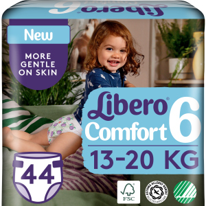 Підгузки Libero Ліберо Comfort 6 13-20 кг 44 шт одноразові (7322541083926)