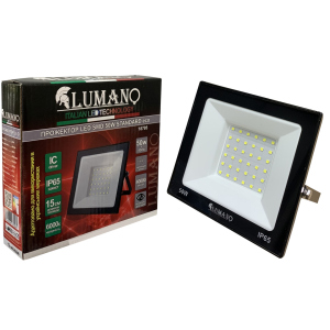 Прожектор LED SMD 50W 6000K (L-15см з радіатором) STANDARDeco чорний LUMANO краща модель в Рівному