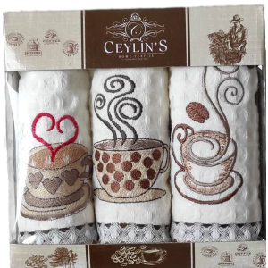 Набір вафельних серветок Ceylin's Home Textile з вишивкою №2 35 х 50 см 3 шт (ly5915) (4820000005915) рейтинг