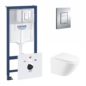 Набор инсталляция 5 в 1 Grohe Rapid SL 38827000 + унитаз с сиденьем Qtap Robin QT1333046ENRW ТОП в Ровно