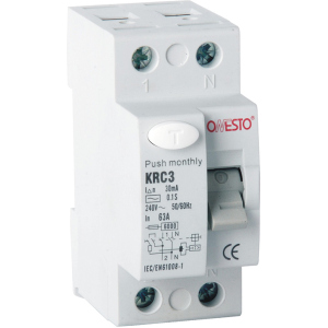 Диференціальне реле ONESTO 1п+N 40А RCD 30mA тип AC (KRC3) (6990150200310) краща модель в Рівному