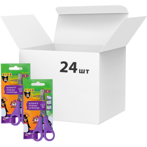 Упаковка Ножницы детские ZiBi 13.2 см с линейкой 24 шт Фиолетовый (ZB.5001-07)