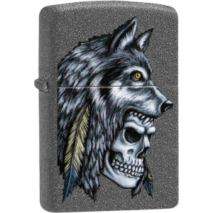 Запальничка Zippo 211 Wolf Skull Feather Design Сіра (Zippo 29863) краща модель в Рівному