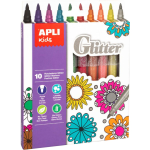 Набір маркерів Apli Kids Glitter з блискітками 10 кольорів (18218) (8410782182184) ТОП в Рівному