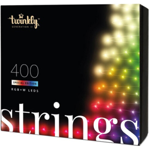 Светодиодная Smart LED гирлянда Twinkly Strings RGBW 400, BT+WiFi, Gen II, IP44, кабель черный (TWS400SPP-BEU)