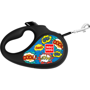 Повідець-рулетка для собак Collar WAUDOG R-leash, малюнок "ВАУ", XS, до 12 кг, 3 м, світловідбивна стрічка (8123-0087-01) в Рівному