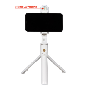 Селфі-монопод з підсвічуванням APEXEL LED Selfie Stick K10-S white в Рівному