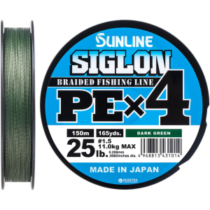 Шнур Sunline Siglon PE х4 150 м # 1.5/0.209 мм 11 кг Темно-зеленый (16580921) в Ровно