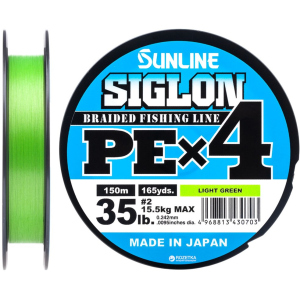 Шнур Sunline Siglon PE х4 150 м # 2.0/0.242 мм 15.5 кг Салатовий (16580910) краща модель в Рівному