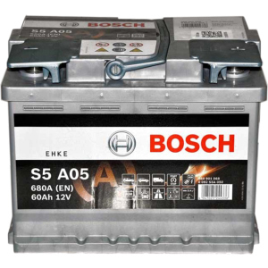 Автомобільний акумулятор Bosch AGM 6СТ-60 (S5A050) 60 Ач (-/+) Euro 680 А (0 092 S5A 050) краща модель в Рівному