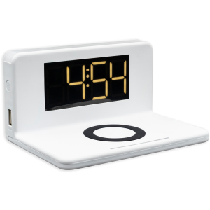 Беспроводное зарядное устройство Qitech Alarm Clock Wireless Charger 3в1 часы будильник с подсветкой White (QT-Clock1wh) лучшая модель в Ровно