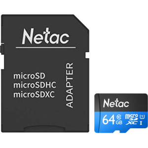 Netac P500 Standard microSDXC 64GB Class 10 UHS-I U1 + SD адаптер (NT02P500STN-064G-R) в Рівному