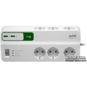 Мережевий фільтр APC Essential SurgeArrest 6 outlets + 2 USB (PM6U-RS) ТОП в Рівному