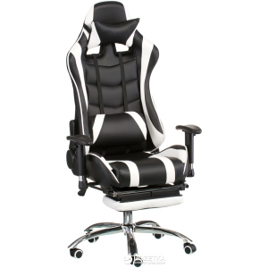 Кресло Special4You ExtremeRace with footrest Black/White (E4732) лучшая модель в Ровно