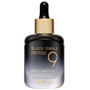 Сыворотка для лица FarmStay Black Snail & Peptide 9 Perfect Ampoule Омолаживающая с черной улиткой и пептидами 35 мл (8809639172292) надежный