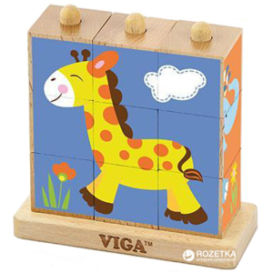 Пазл-кубики вертикальный Viga Toys Сафари (50834) (6934510508340) рейтинг