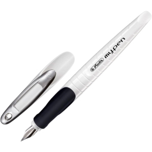 Ручка перова для правши Herlitz My.Pen White-Black Синя Білий корпус (10999738) ТОП в Рівному