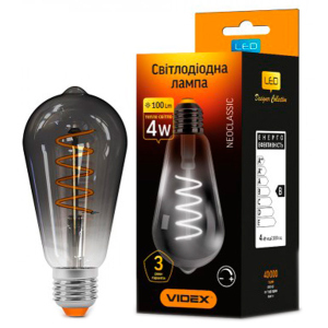 Светодиодная лампа VIDEX Filament ST64FGD 4W E27 2100K 220V (25173) лучшая модель в Ровно