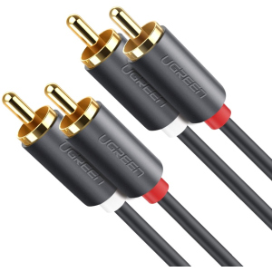 Инсертный кабель Ugreen AV104 2RCA to 2RCA Audio Cable 1 м Black (90401971) лучшая модель в Ровно