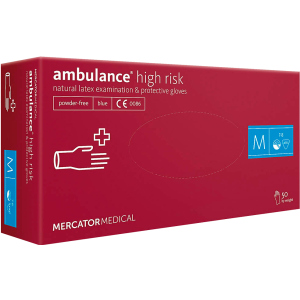 Перчатки Mercator Medical Ambulance High Risk латексные нестерильные неопудренные M 25 пар Синие (17201900)