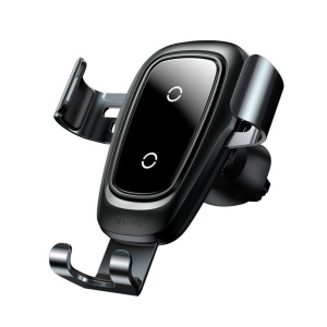 Автоутримувач із бездротовою зарядкою Baseus Metal Gravity Car Mount 1.7A Qc3.0 Сірий (RO-22377) краща модель в Рівному