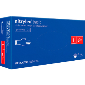 Рукавички нітрилові Mercator Medical Nitrylex Basic неопудрені розмір L 200 шт - 100 пар Сині (3.1003) ТОП в Рівному