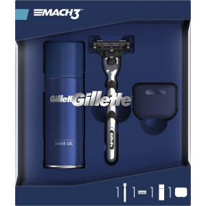 Подарочный набор для мужчин Gillette Бритва с 1 сменной кассетой Mach 3 + Гель Fusion Ultra Sensitive 75 мл + Дорожный чехол (7702018508624) ТОП в Ровно